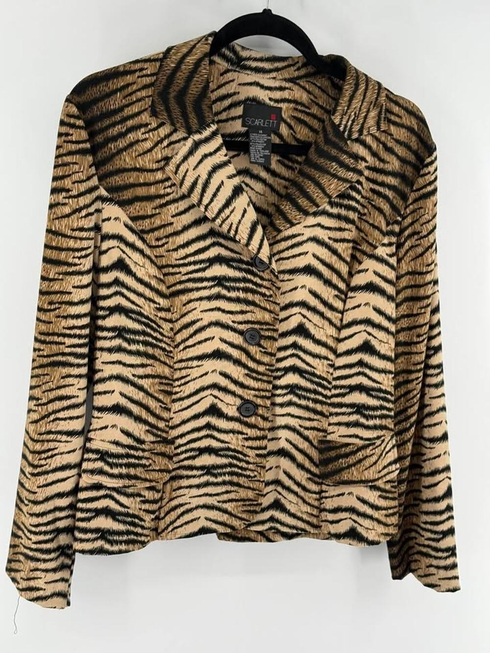 Y2K Tiger Print Scarlett Size 14 Animal Print Blazer Mob Wife